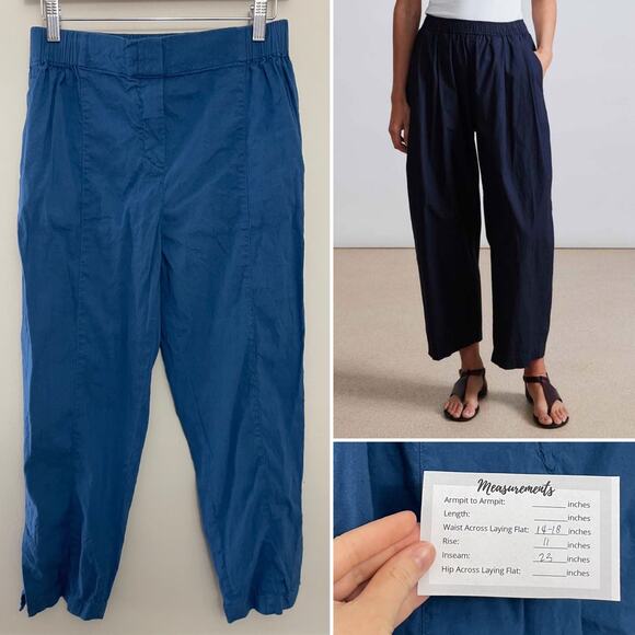 Sayaka Davis Japanese Linen Minimalist Lagenlook Modern Streetwear Blue Pant 4 S - Picture 1 of 9